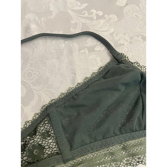 Victorias Secret size small green lace floral sheer bralette bra wire free sleep - Picture 9 of 9